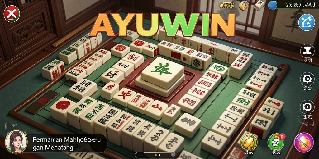 Tampilan gameplay AYUWIN dengan ubin Mahjong yang menarik.