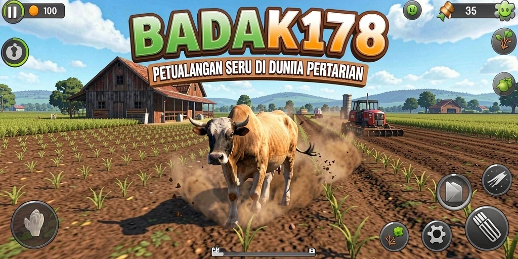 Tampilan menarik dari gameplay pertanian di BADAK178.