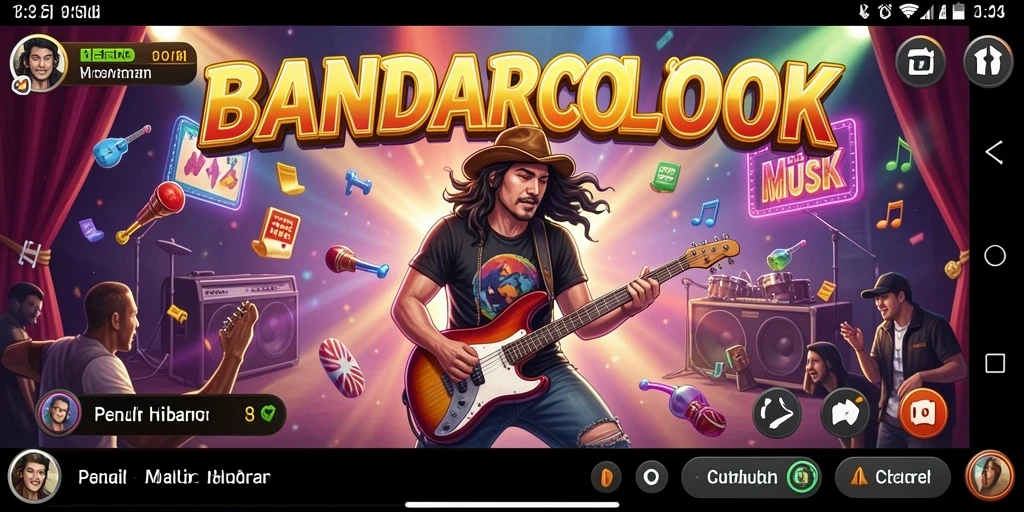 Screenshot BANDARCOLOK menampilkan gameplay musik yang penuh warna.