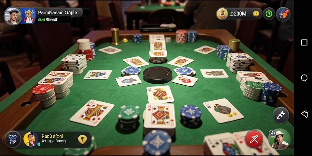 Screenshot gameplay D200M menampilkan aksi seru permainan Gaple.