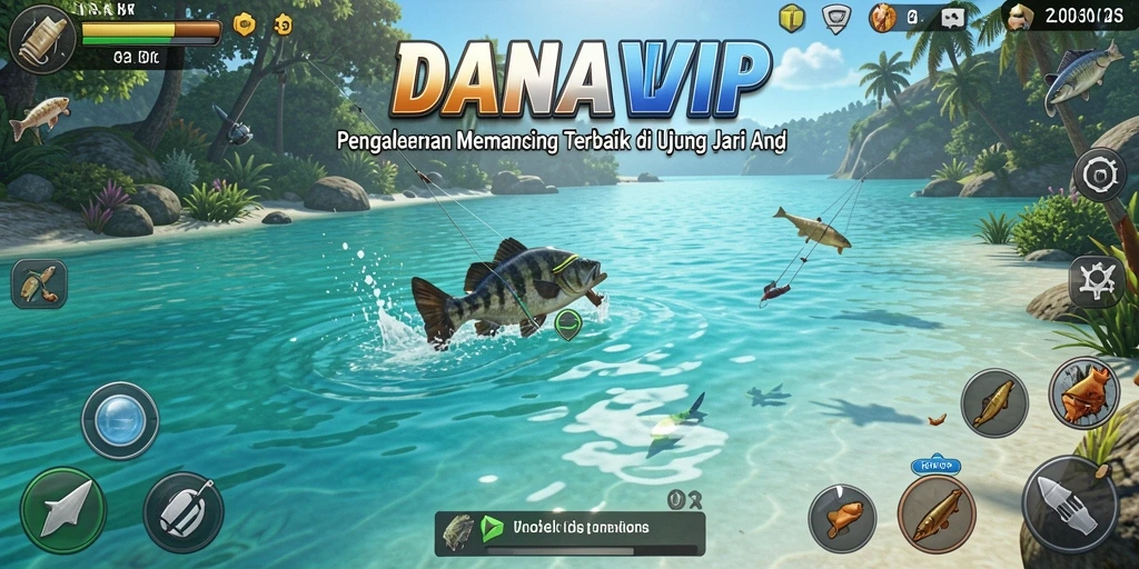 Screenshot gameplay DANAVIP dengan aksi memancing yang seru dan menantang.