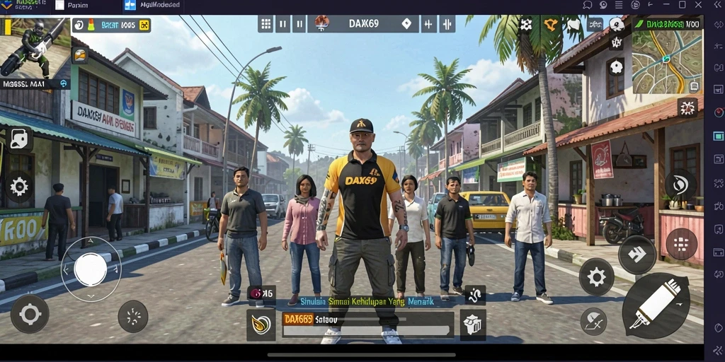 Tampilan gameplay DAX69 dalam simulasi kehidupan yang seru.