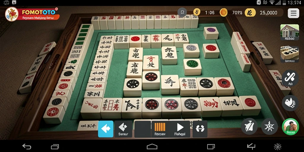 Tampilan gameplay FOMOTOTO dengan suasana klasik Mahjong.