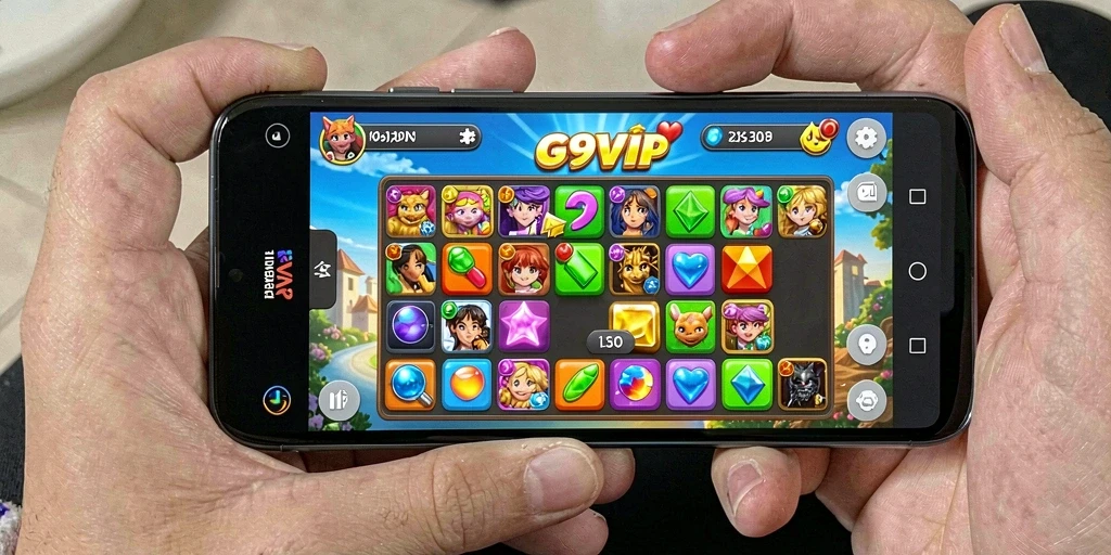 Gameplay seru G9VIP dengan elemen Match-3 yang menantang.