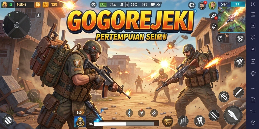 Screenshot GOGOREJEKI menampilkan aksi mendebarkan dalam pertempuran Battle Royale.