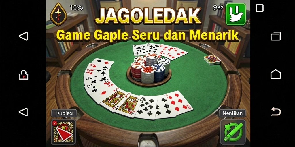 Tampilan gameplay seru dalam JAGOLEDAK yang menampilkan aksi Gaple.