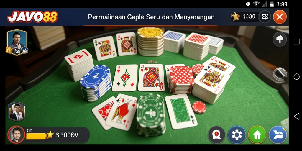 Tangkapan layar utama JAVA88 menunjukkan gameplay Gaple yang mendebarkan.