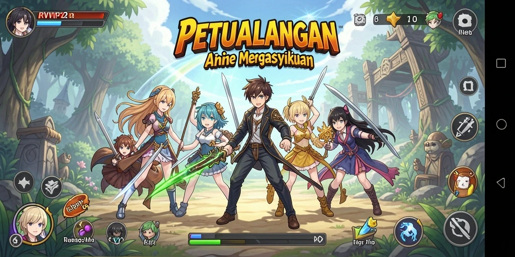 Screenshot gameplay RPG Anime dengan aksi seru.