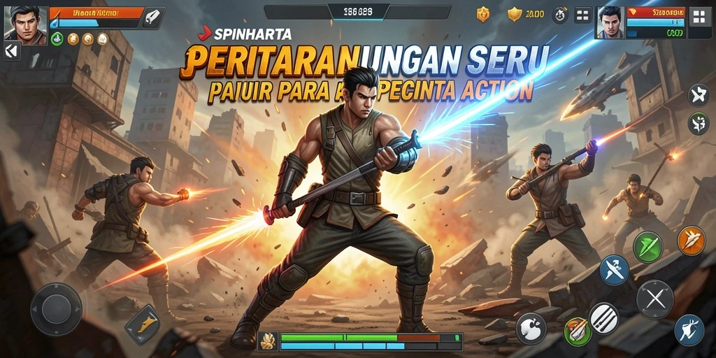 Gambaran gameplay SPINHARTA dengan aksi yang mendebarkan.