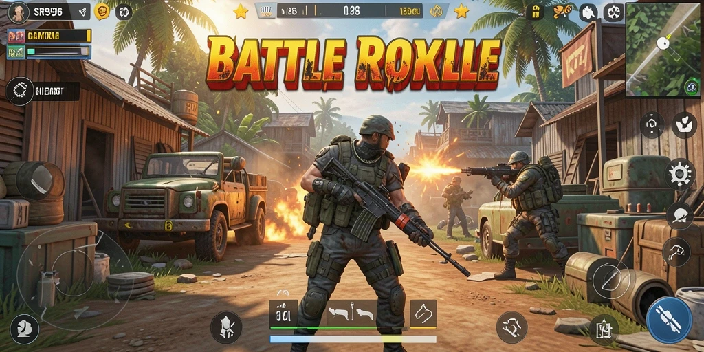 Screenshot gameplay SR996 menampilkan aksi Battle Royale yang intens dan mendebarkan.