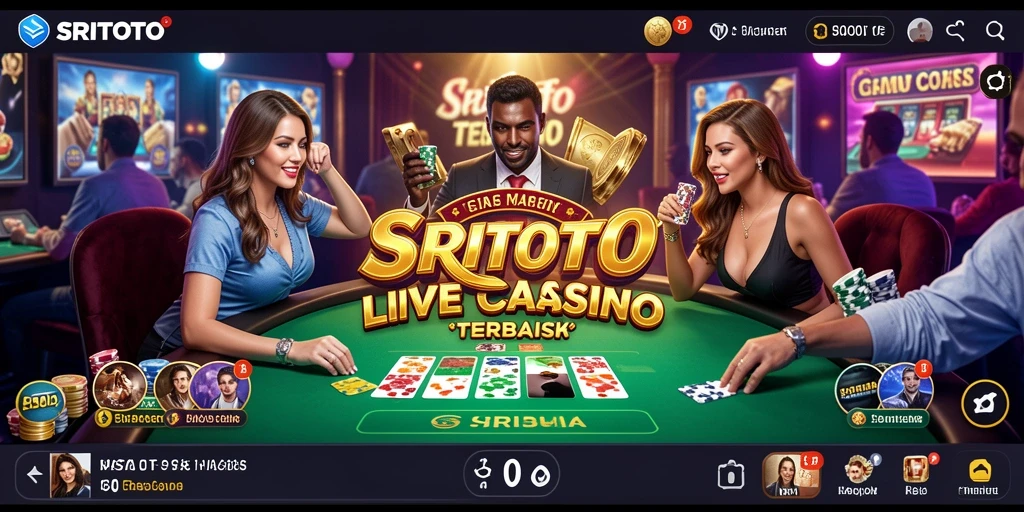 Screenshot gameplay Live Casino dengan dealer profesional dan suasana kasino nyata.