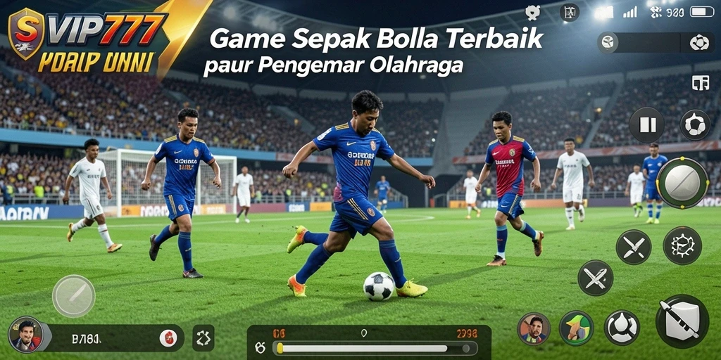 Screenshot gameplay SVIP777 dengan aksi sepak bola yang intens.