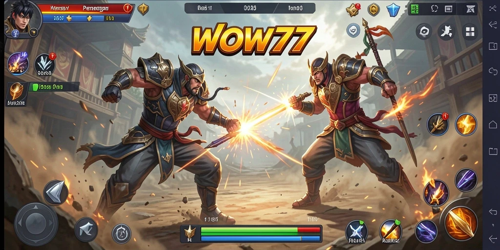 Tampilan gameplay seru saat bertarung di WOW77.